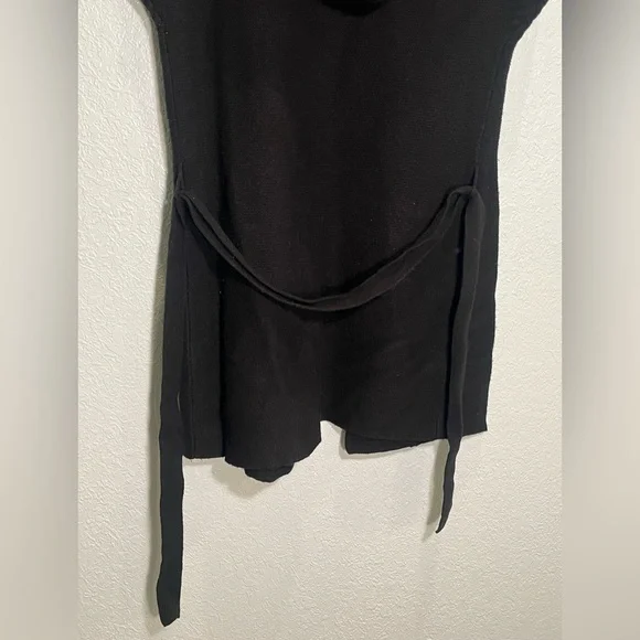 LAUREN RALPH LAUREN Black Knit Short Sleeve Hooded Longline Cardigan Size XS - Picture 7 of 13